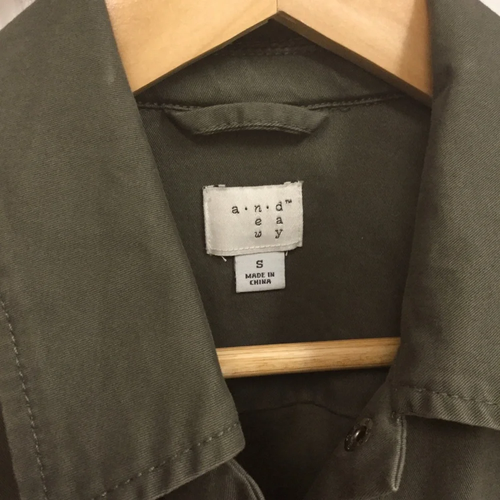 A NEW DAY sz Small Utility Jacket Beaded Trim Lightweight Pockets Olive Green
